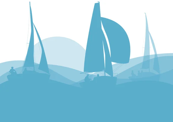 Sailing ship yacht in sunrise vector background abstract — ストックベクタ