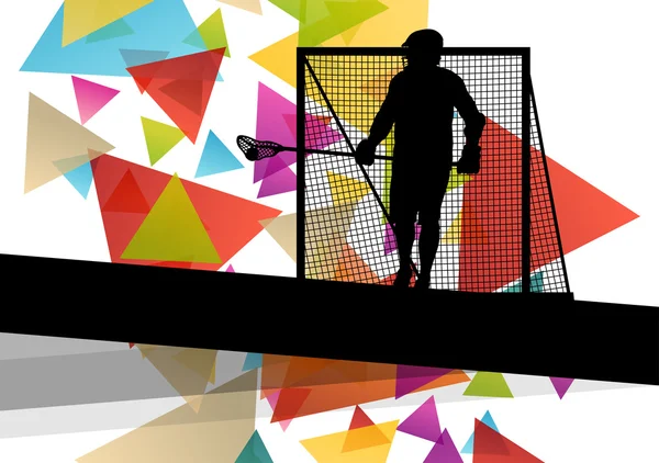 Lacrosse players silhouettes active and healthy sport vector abs — Stock vektor