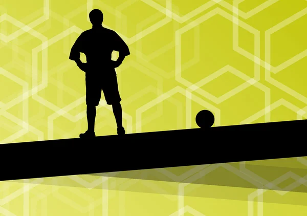 Joueur de football silhouettes hommes avec ballon actif et sain se — Image vectorielle