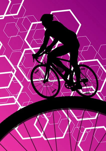 Cyclist active bicycle rider in abstract sport landscape backgro — Stockvector