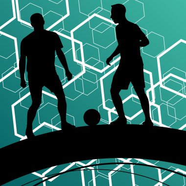 Futbol oyuncu erkek siluetleri topu aktif ve sağlıklı AB ile