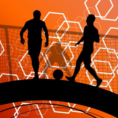 Futbol oyuncu erkek siluetleri topu aktif ve sağlıklı AB ile