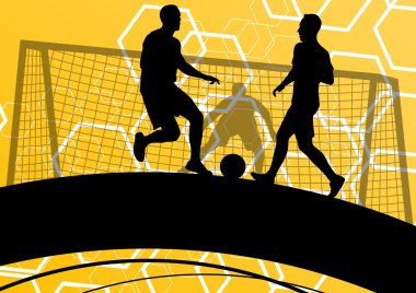 Futbol oyuncu erkek siluetleri topu aktif ve sağlıklı AB ile