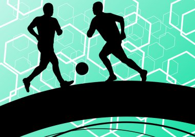 Futbol oyuncu erkek siluetleri topu aktif ve sağlıklı AB ile