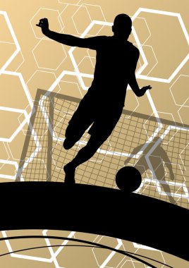 Futbol oyuncu erkek siluetleri topu aktif ve sağlıklı AB ile