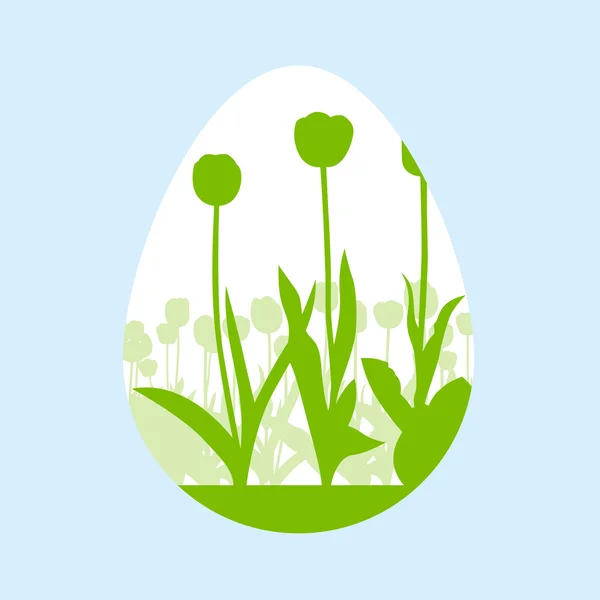 Huevo de Pascua hecho de tulipanes primavera vector fondo ecología — Archivo Imágenes Vectoriales