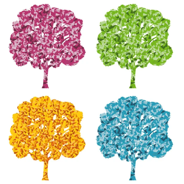 树四季风格化生态符号概念 — 图库矢量图片