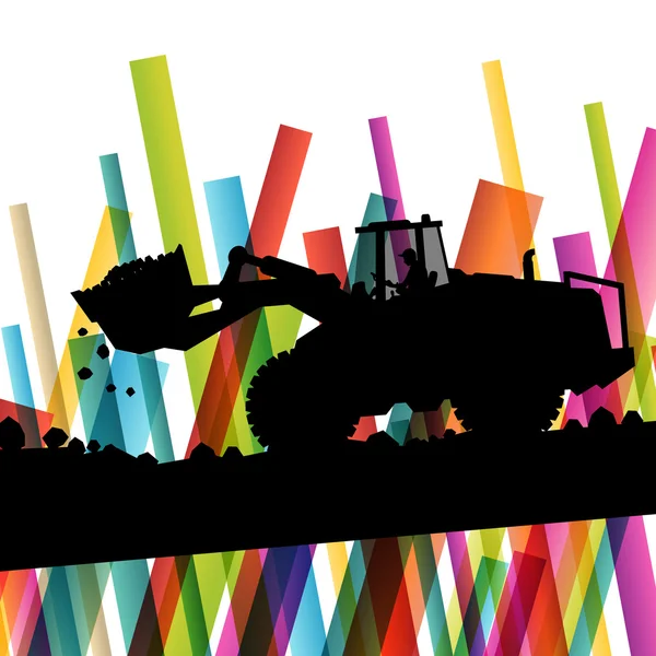 Pelle bulldozer terrain industriel machines de creusement silhouette — Image vectorielle