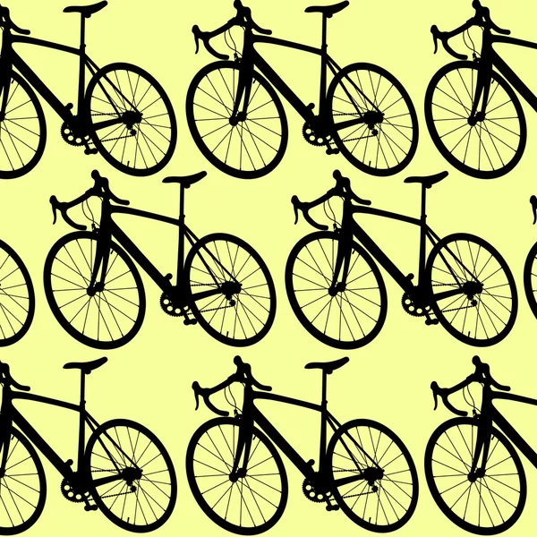 Bicicleta vintage retro padrão fundo conceito amarelo — Vetor de Stock