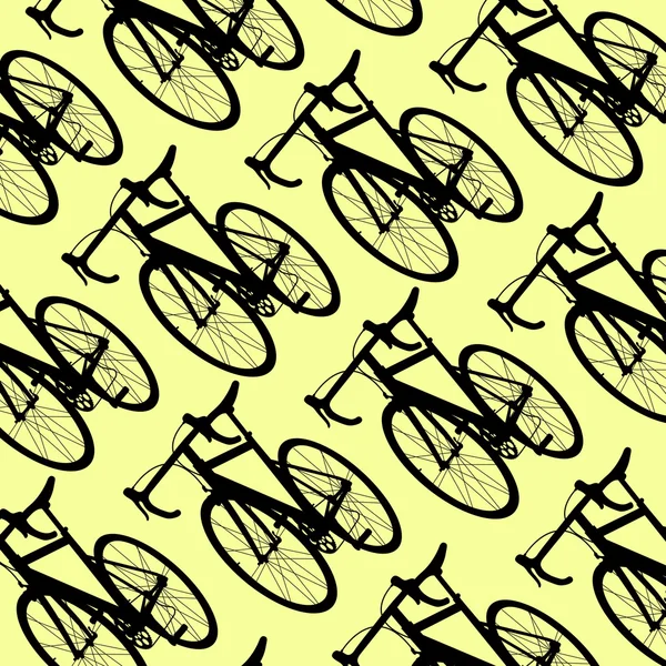 Bicicleta vintage patrón retro fondo concepto amarillo — Vector de stock