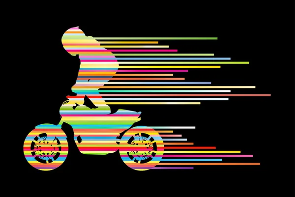 Motosiklet binici vektör arka plan hüner dublör illüstrasyon conce — Stok Vektör