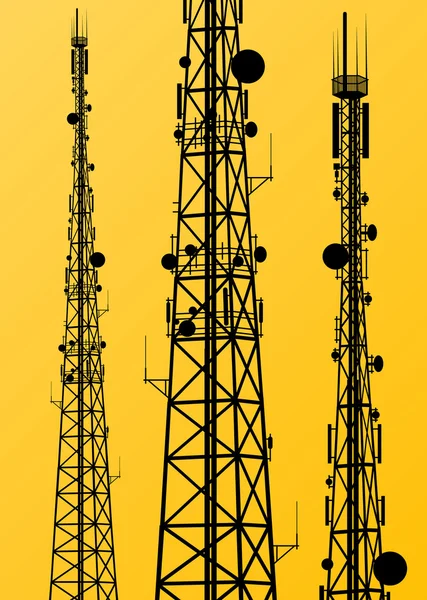 Mededeling transmissie toren radio signaal telefoon antenne — Stockvector