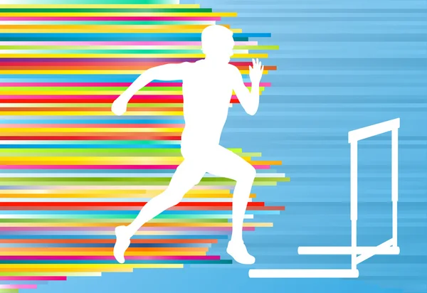 Atlet soutěží během překážkový závod překážka běh — Stockový vektor