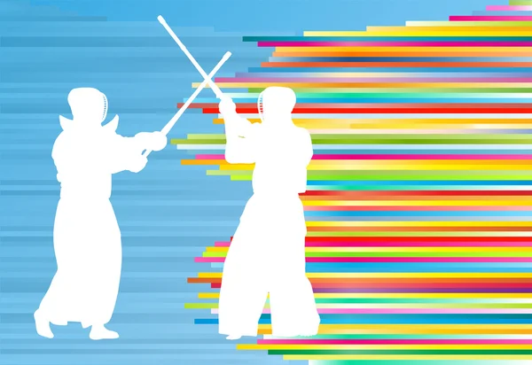 Kendo combattant vectoriel arrière-plan illustration abstraite — Image vectorielle