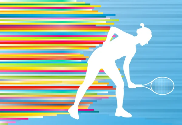 Vrouw spelen tennis vector achtergrond — Stockvector