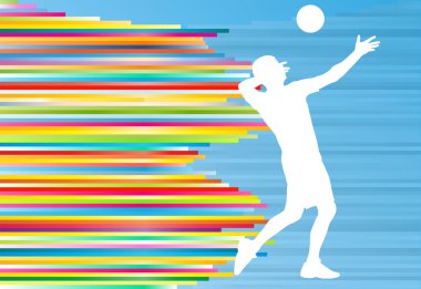 Voleybol oyuncusu adam siluet tasarlamak vektör arka plan