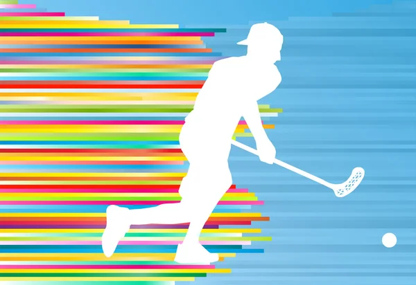 Floorball speler man silhouet hockey met een stick en bal illus — Stockvector