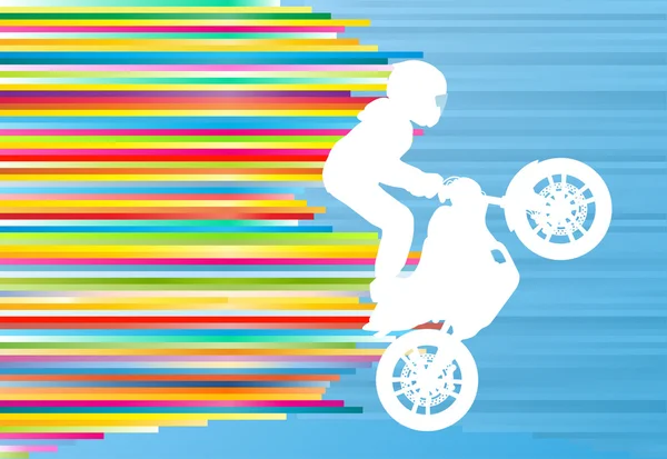 Rendimiento de la motocicleta truco extremo conductor hombre deporte bicicleta vecto — Vector de stock