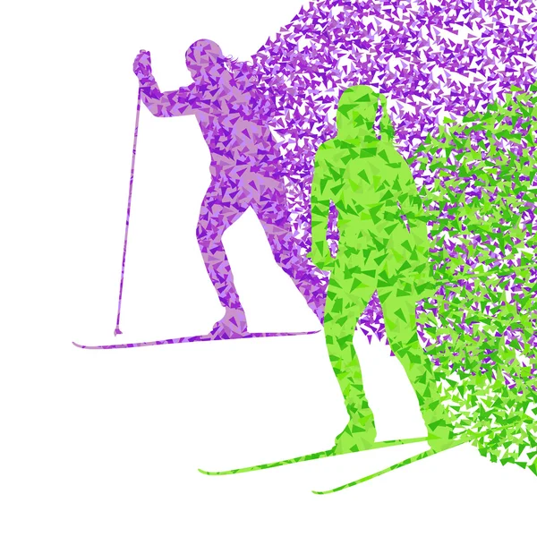 由 fra 的滑雪妇女抽象矢量背景图 — 图库矢量图片