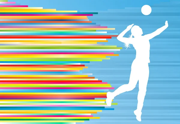 Volleybal speler vrouw silhouet abstract vector achtergrond — Stockvector