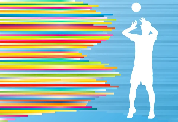 Volleyball player man silhouette abstract vector background — Stock Vector