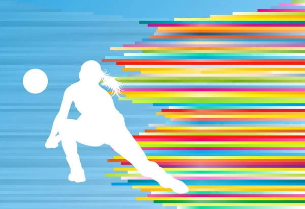 Volleyboll spelare kvinna silhouette abstrakt vektor bakgrund — Stock vektor