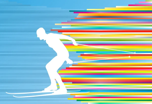 男スキー抽象的なベクトル背景イラスト — ストックベクタ
