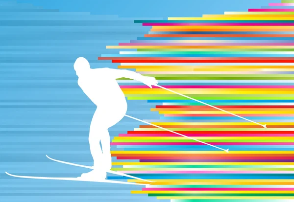 Mann Skifahren abstrakte Vektor Hintergrund Illustration — Stockvektor