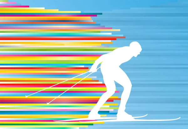Homme ski abstrait vecteur arrière-plan illustration — Image vectorielle