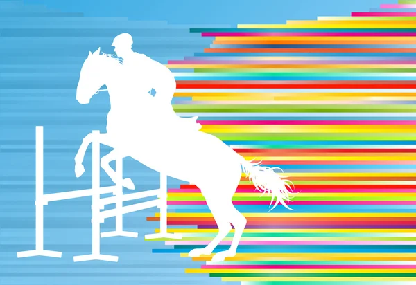 Equestrian sport horse jumping vector abstract illustration back — Stock Vector