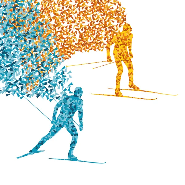 Mann Skifahren abstrakte Vektor Hintergrund Illustration mit fra — Stockvektor