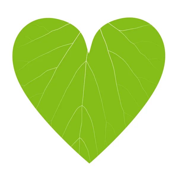 Green leaf ecology background in heart shape vector environmenta — Stock Vector