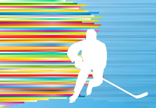 Абстрактная векторная иллюстрация хоккеиста с цветом — стоковый вектор