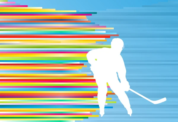 Абстрактная векторная иллюстрация хоккеиста с цветом — стоковый вектор