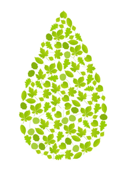 Waterdruppel gemaakt met bladeren vector ecologie achtergrond — Stockvector