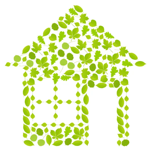 房子用树叶矢量生态背景 — 图库矢量图片