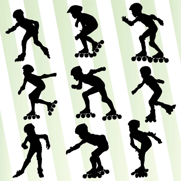 Concept de fond vectoriel de patinage à rouleaux pour enfants — Image vectorielle