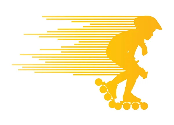 Roller skating silhouetten vector achtergrond winnaar concept — Stockvector