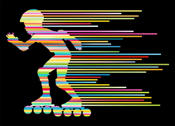 Roller skating silhouettes vector background winner concept — Stock Vector