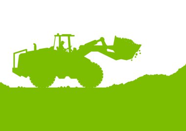 Endüstriyel yapı sitesi vektörünü kazı Ekskavatör yükleyici 