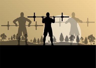CrossFit eğitim ağırlıkları ile vektör arka plan kavramı