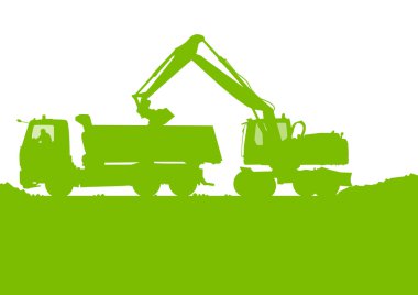 Endüstriyel inşaat alanında kazı Ekskavatör yükleyici traktör