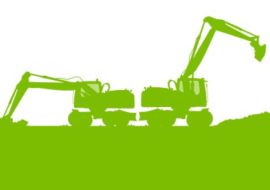 Endüstriyel inşaat alanında kazı Ekskavatör yükleyici traktör