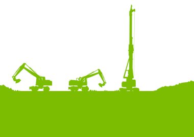 Endüstriyel inşaat alanında kazı Ekskavatör yükleyici traktör