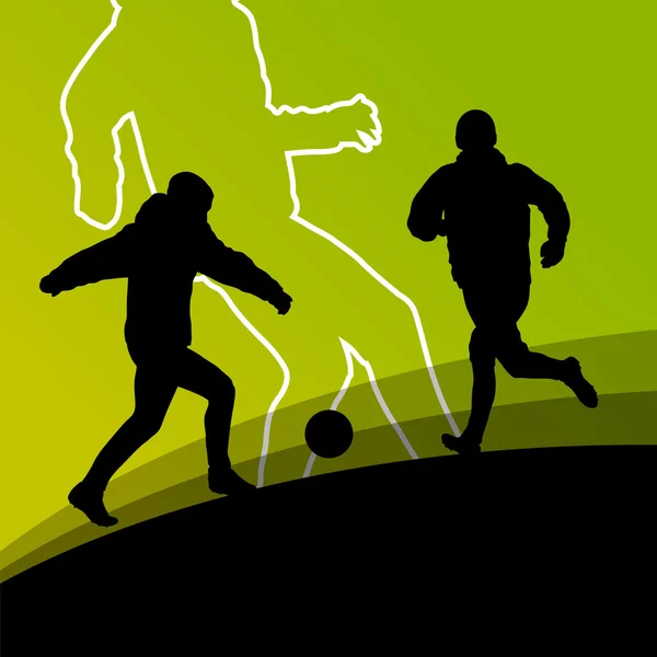 Futebol jogadores de futebol ativos jovens e saudáveis homens esporte silho — Vetor de Stock