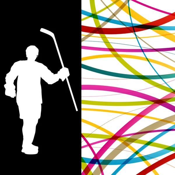 Hielo jugador de hockey silueta deporte abstracto vector fondo — Vector de stock