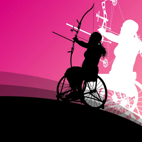 Aktiva funktionshindrade unga kvinnor i rullstol detaljerade hälso-och sjukvård — Stock vektor