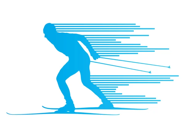 Cross country skiing vector background concept — Stock Vector