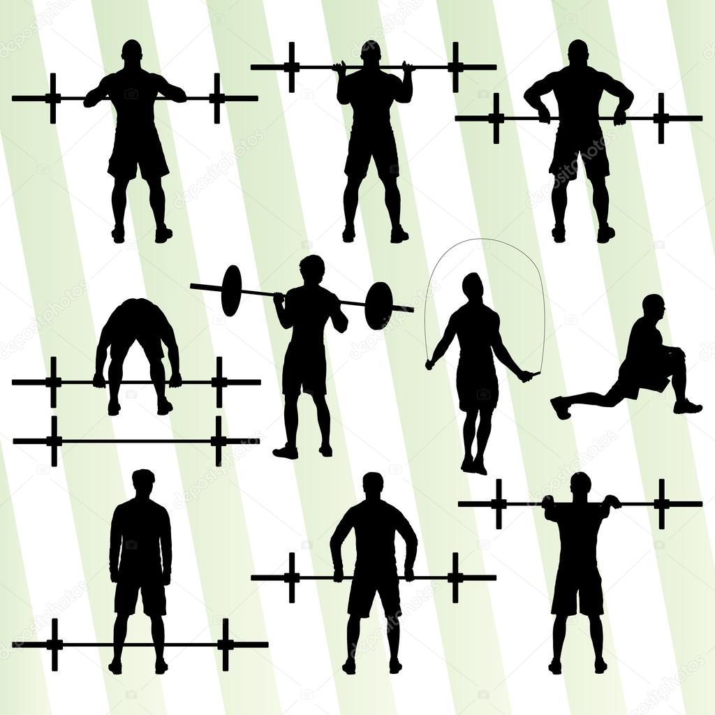 Crossfit training with weights vector background concept