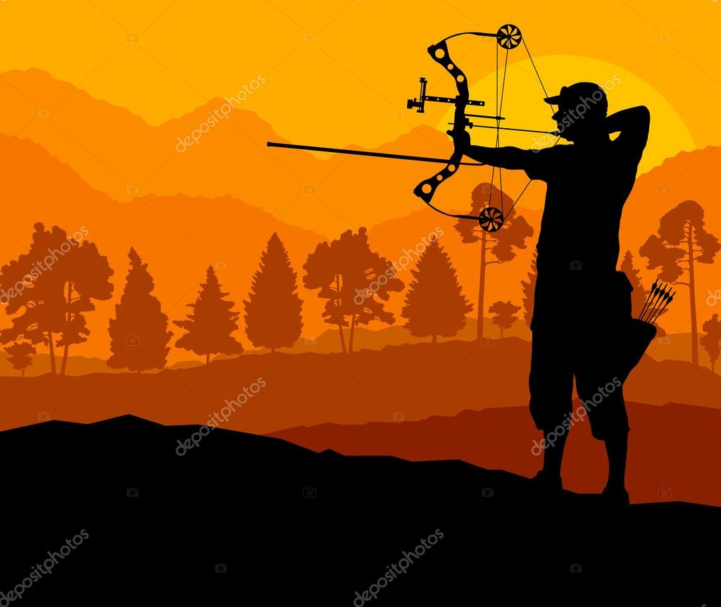 自然 conc でアクティブなアーチェリー スポーツ シルエット背景ベクトル ストックベクター ©k3studija 58657051, image size:1024x862